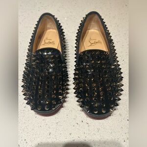 Christian Louboutin black spike flat loafers